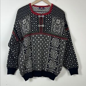 VTG Skjaeveland of Norway Sweater Fair Isle Fisherman Clasps Men's Sz M / L